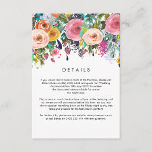Informações Cartão de Detalhes do Casamento do Jardim Incrív