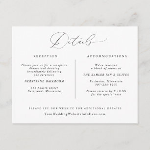Informações Cartão de Detalhes do Casamento Elegante da Caligr