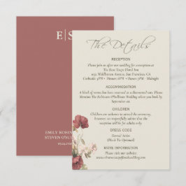 Informações Cartão de Detalhes do Casamento Elegante Floral Du