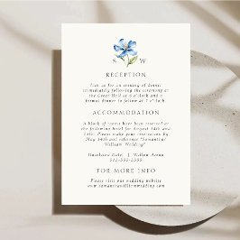 Informações Cartão de detalhes do casamento em aquarela azul