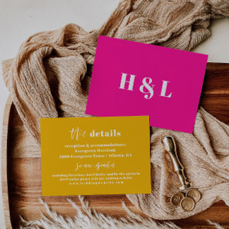 Informações Cartão de Detalhes do Casamento em Negrito Amarelo