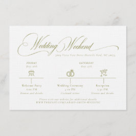 Informações Cartão de Detalhes do Casamento em Verde Oliva