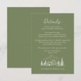Informações Cartão de Detalhes do Casamento em Verde Sálvia Es