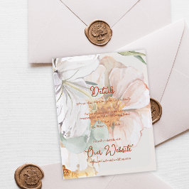 Informações Cartão de Detalhes do Casamento | Floral Bege Rosa