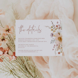 Informações Cartão de Detalhes do Casamento Floral Boho