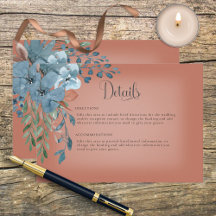 Cartão de Detalhes do Casamento Floral Boho Rust &
