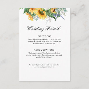 Informações cartão de detalhes do casamento floral do eucalipt
