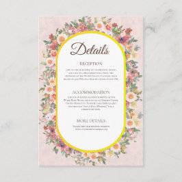Informações Cartão de Detalhes do Casamento Floral do Jardim E
