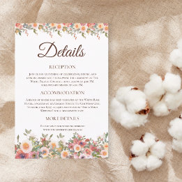 Informações Cartão de Detalhes do Casamento Floral Watercolor