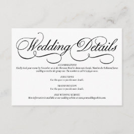 Informações Cartão de Detalhes do Casamento Formal Branco Eleg