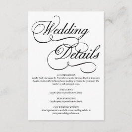Informações Cartão de Detalhes do Casamento Formal Branco Eleg