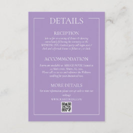 Informações Cartão de Detalhes do Casamento Formal Violeta