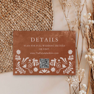 Informações Cartão de Detalhes do Casamento Mexicano de Terrac