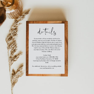 Informações Cartão de Detalhes do Casamento Minimalista STELLA
