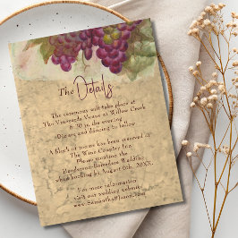 Informações Cartão de Detalhes do Casamento na Vinícola Rústic