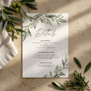 Informações Cartão de Detalhes do Casamento Olive Branch   Med