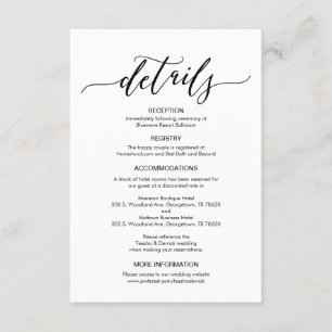 Informações Cartão de detalhes do casamento perfeito