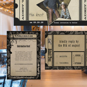 Informações Cartão de Detalhes do Casamento Playbill