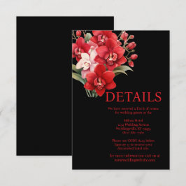 Informações Cartão de Detalhes do Casamento Red Orchids