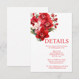 Informações Cartão de Detalhes do Casamento Red Orchids
