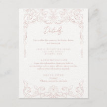 Cartão de Detalhes do Casamento Rococo Rosa-Rosa-E