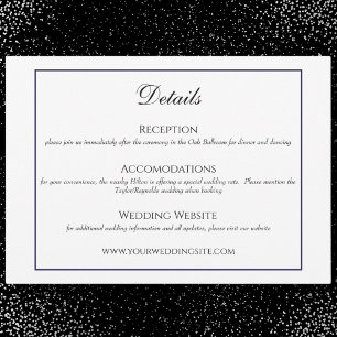 Informações Cartão de Detalhes do Casamento Tradicional de Pre