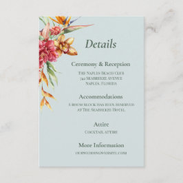 Informações Cartão de Detalhes do Casamento Tropical Elegance