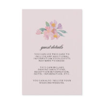 Cartão de Detalhes do Convidado Floral Romântico d