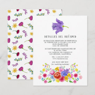 Informações Cartão de Detalhes do Convidado para Festa Floral