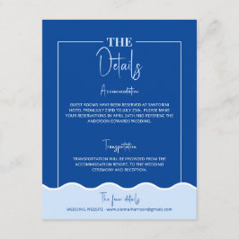 Informações Cartão de Detalhes do Destino Azul Moderno SIENNA