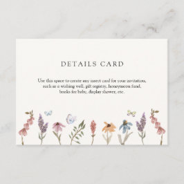 Informações Cartão de Detalhes do Jardim de Flores Borboleta