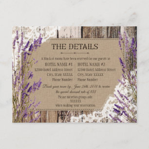 Informações Cartão de Detalhes do Local de Madeira de Lavanda 