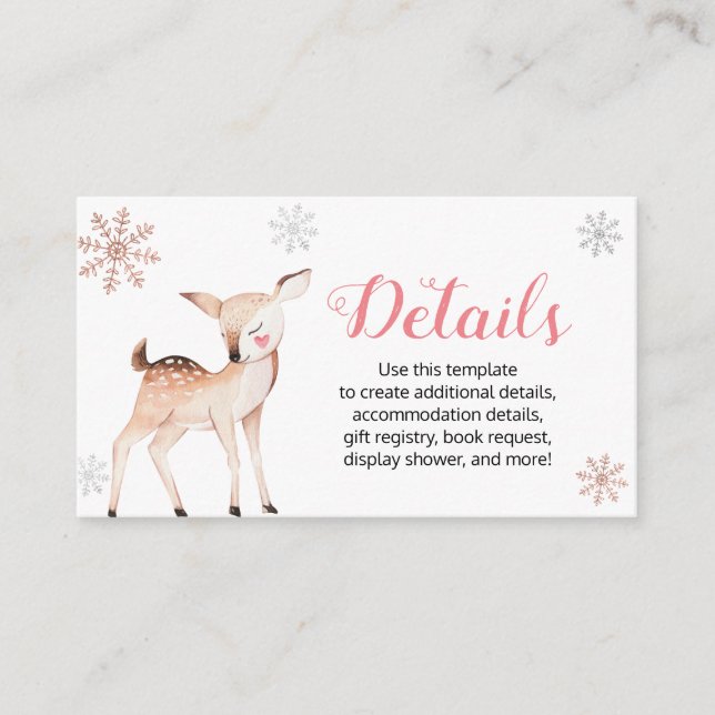 Informações Cartão de Detalhes do primeiro aniversario Deer Wi (Frente)