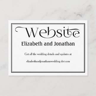 Informações Cartão de Detalhes do Site de Casamento Preto e Br