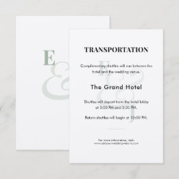 Informações Cartão de Detalhes do Transporte de Casamento Sage