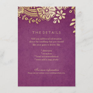 Informações Cartão de detalhes elegante roxo Dourado do