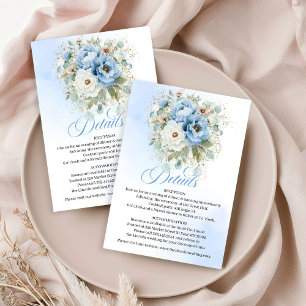 Informações Cartão de Detalhes Florais Azul Poeirento Chic com