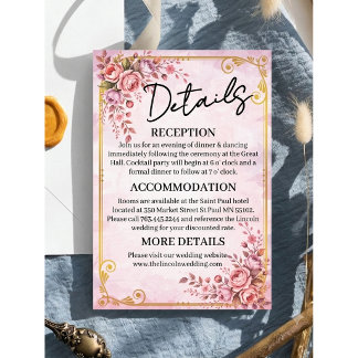 Informações Cartão de Detalhes Florais Pastel Elegante com Det