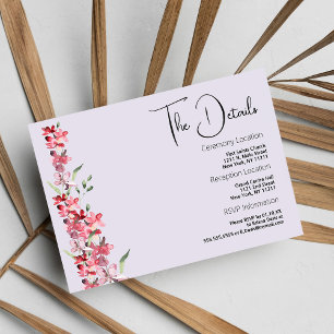 Informações Cartão de detalhes florais rosa lavanda borgonha m