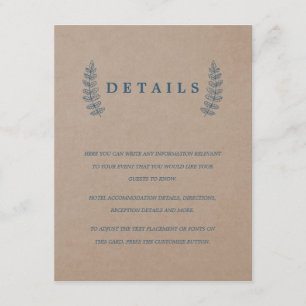 Informações Cartão de detalhes floral rústico do casamento d