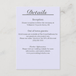 Informações Cartão de detalhes Lavender Timeless Elegance