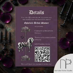 Informações Cartão de Detalhes QR do Cavalo Esqueleto Roxo