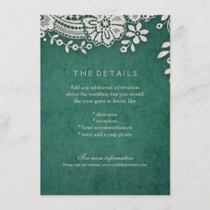 Informações Cartão de detalhes rústico do weddng do laço