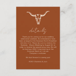 Informações Cartão de Detalhes Simples de Caveira de Vaca Rúst