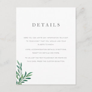 Informações Cartão de detalhes simples do casamento das