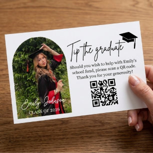 Informações Cartão de Dica de Formatura com Código QR de Prese