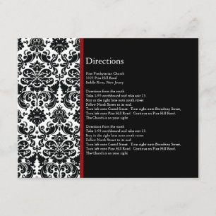 Informações Cartão de Direção com Acento Vermelho em Damasco P