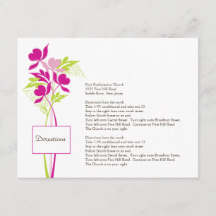 Informações Cartão de Direção de Buquê Rosa e Verde Elegante