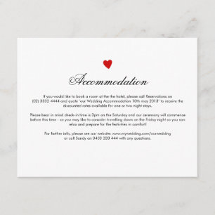 Informações Cartão de Direção de Casamento Coração Vermelho Pe
