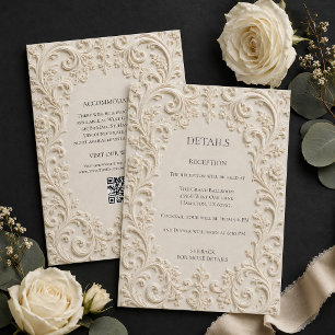 Informações Cartão de Enclausura de Casamento Floral Barroco E
